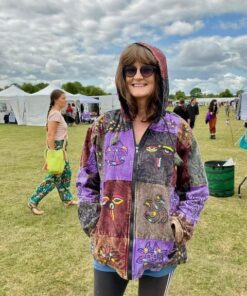 Stonewashed Cotton Block Printed Patch Jackets Sizes M - 3XL